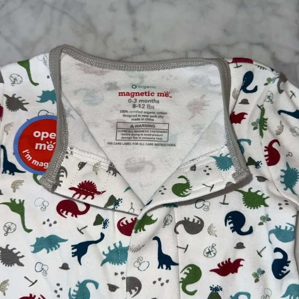 NWT MAGNETIC ME ORGANIC COTTON DINO EXPEDITION FOOTIE